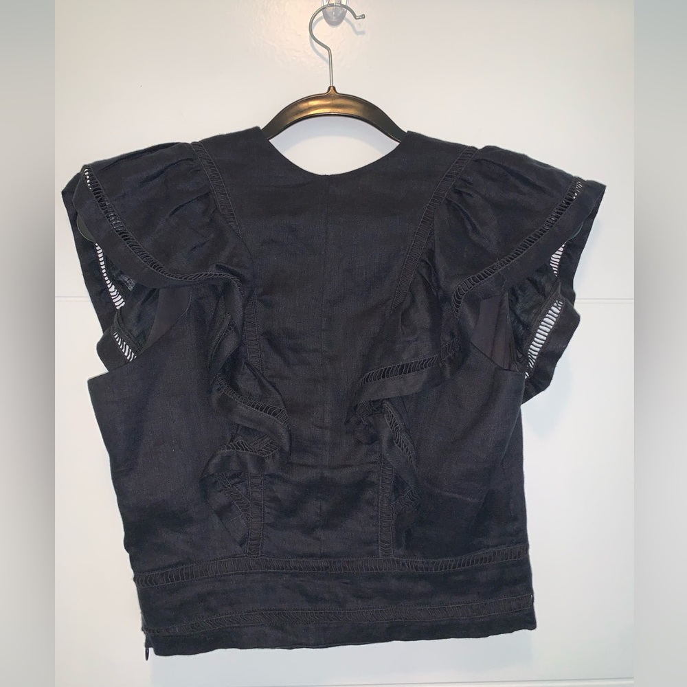 Isabel Marant Etoile April Linen Ruffle Crop Top Blouse 36/ US 4 - Picture 8 of 9